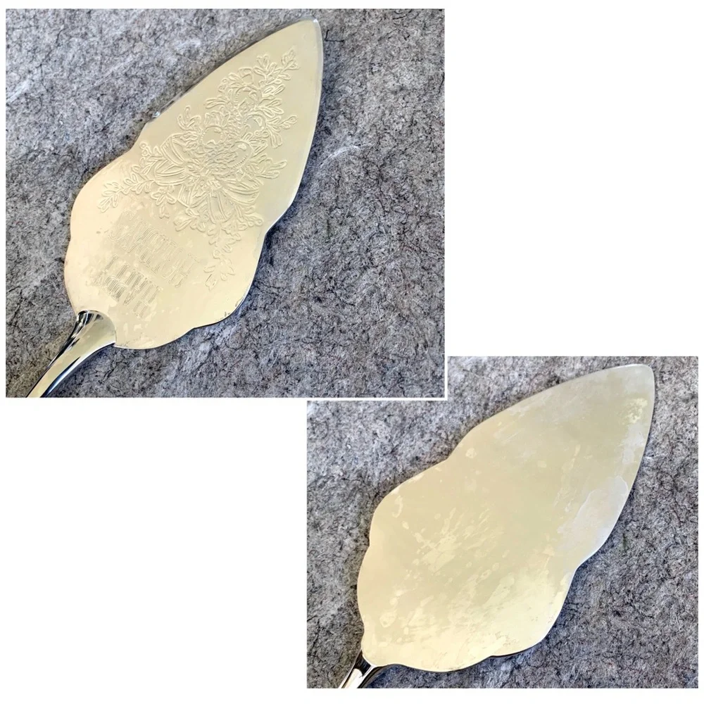 vintage Happy Holidays silver plated pie cake server